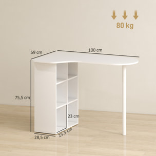 Bureau design - bureau forme organique compacte dim. 100 x 59 cm - 6 niches - acier MDF blanc
