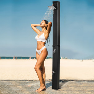 Ducha Solar Exterior 40L Ducha de Jardín con Cabezal de Ducha Grifo Agua Caliente hasta 60„ƒ y Ducha para Pies para Piscina Patio Playa 19x20x217 cm Negro