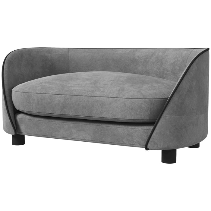 Canapé pour chien design - coussin déhoussable - dim. 67L x 43l x 31H cm - velours gris