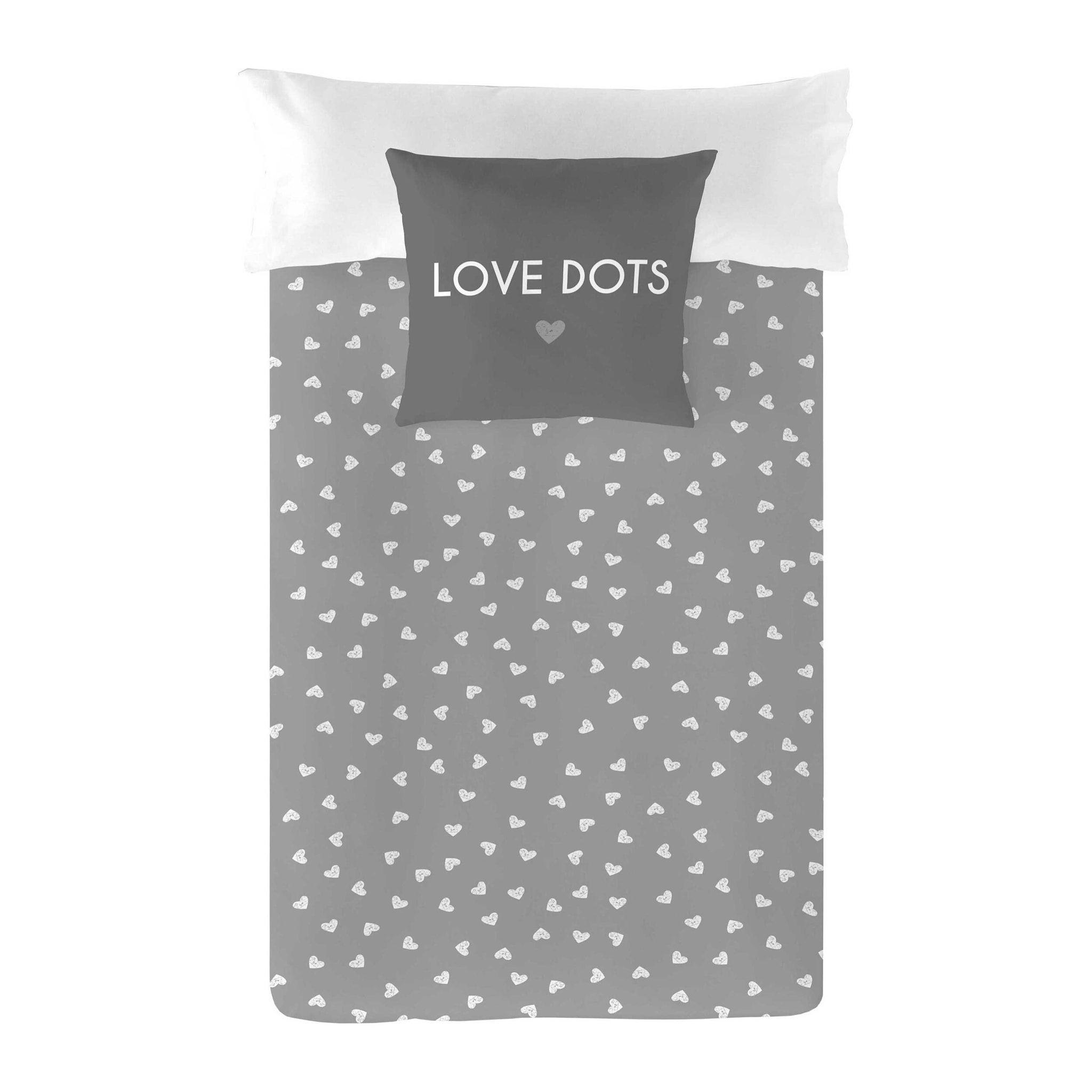 Funda Nórdica Estampada - Cierre Solapa - 100% Algodón - Incluye 1/2 Fundas de Almohada - Love Dots