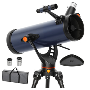 Telescopio Reflector Astronómico, Apertura de 114 mm, 16X-120X, 470 mm Telescopio Astronómico para Adultos, Principiantes y Niños, con Trípode Ajustable y Bolsa de Transporte