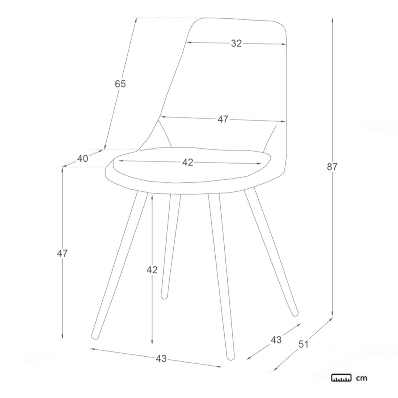 Pack de 4 chaises -tissu et bois, pieds métaliques-couleur vert 47 x 87 x 51 cm