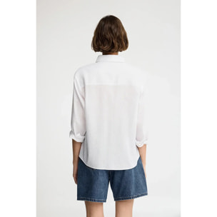 Camisa cotolino blanca de corte holgado y bordado Rigby Go