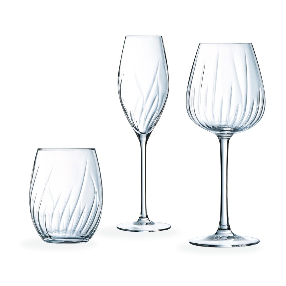 Ensemble 24 verres à pied et gobelets Swirly - Cristal d'Arques
