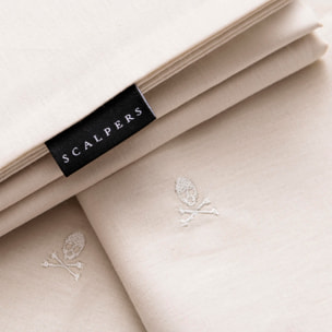 Set cama 4pc (sábana bajera 150x200+28cm + sábana encimera 230x270cm + 2 fundas almohada 50x85cm) 100% algodón beige scalpers home