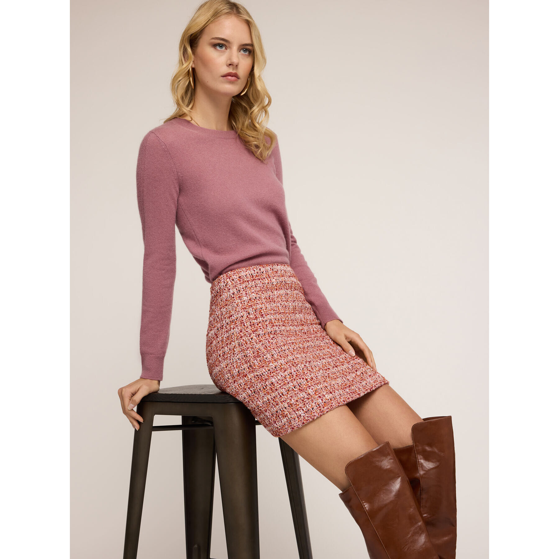 Motivi - Minigonna in tessuto bouclé - Rosso