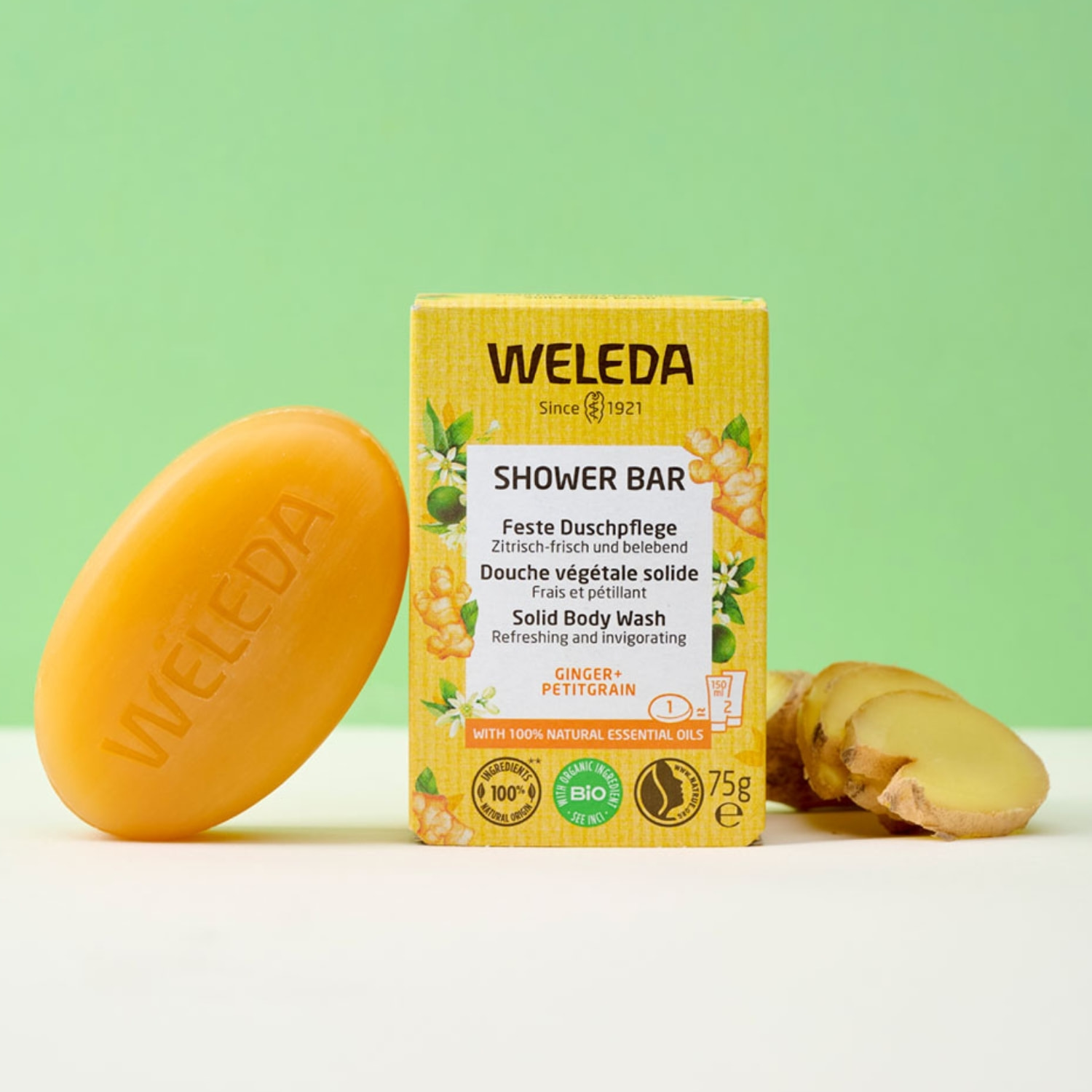 WELEDA - Douche végétale solide Gingembre & Petitgrain - 75 g