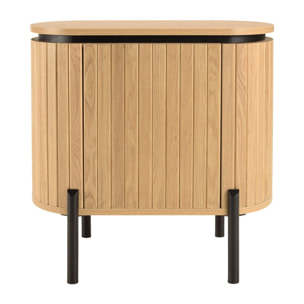 CHARLIE - Table de chevet bois 1 porte style rétro pin marron