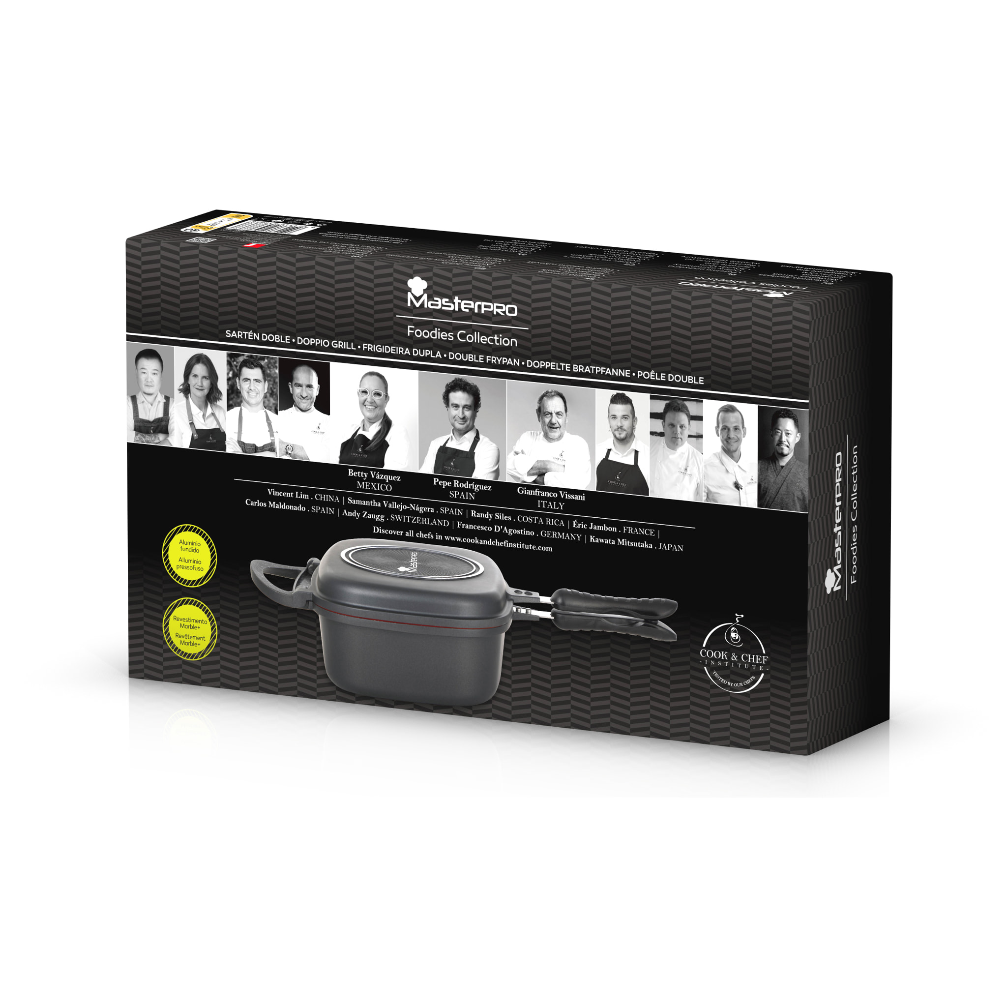 Sartén doble 30x24x12cm en Aluminio fundido con revestimiento antiadherente FOODIES MasterPRO