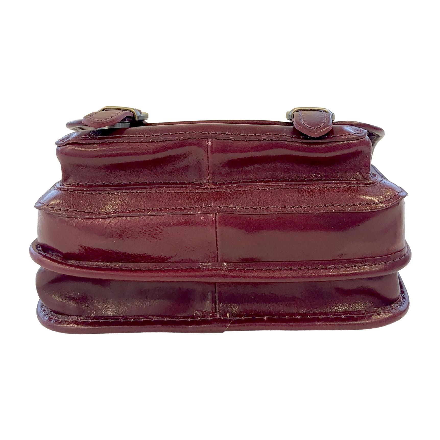 Borsa a Tracolla in Pelle da Donna, Tracolla Vintage con Doppia Fibbia e Chiusura Magnetica