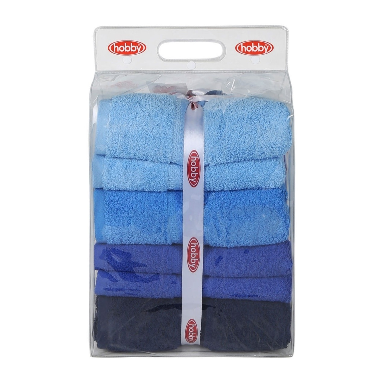 Juego de toallas de baño (4 piezas) azul oscuro, azul y azul claro