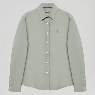 Camisa de popelín Slim Fit verde jade con bordado Rigby Go