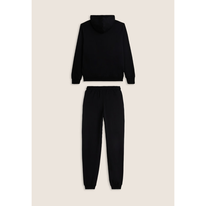 Tuta sportiva in cotone con felpa cappuccio e zip