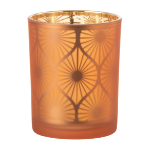 J-Line photophore Losange Fleurs - verre - orange - medium - 2 pièces