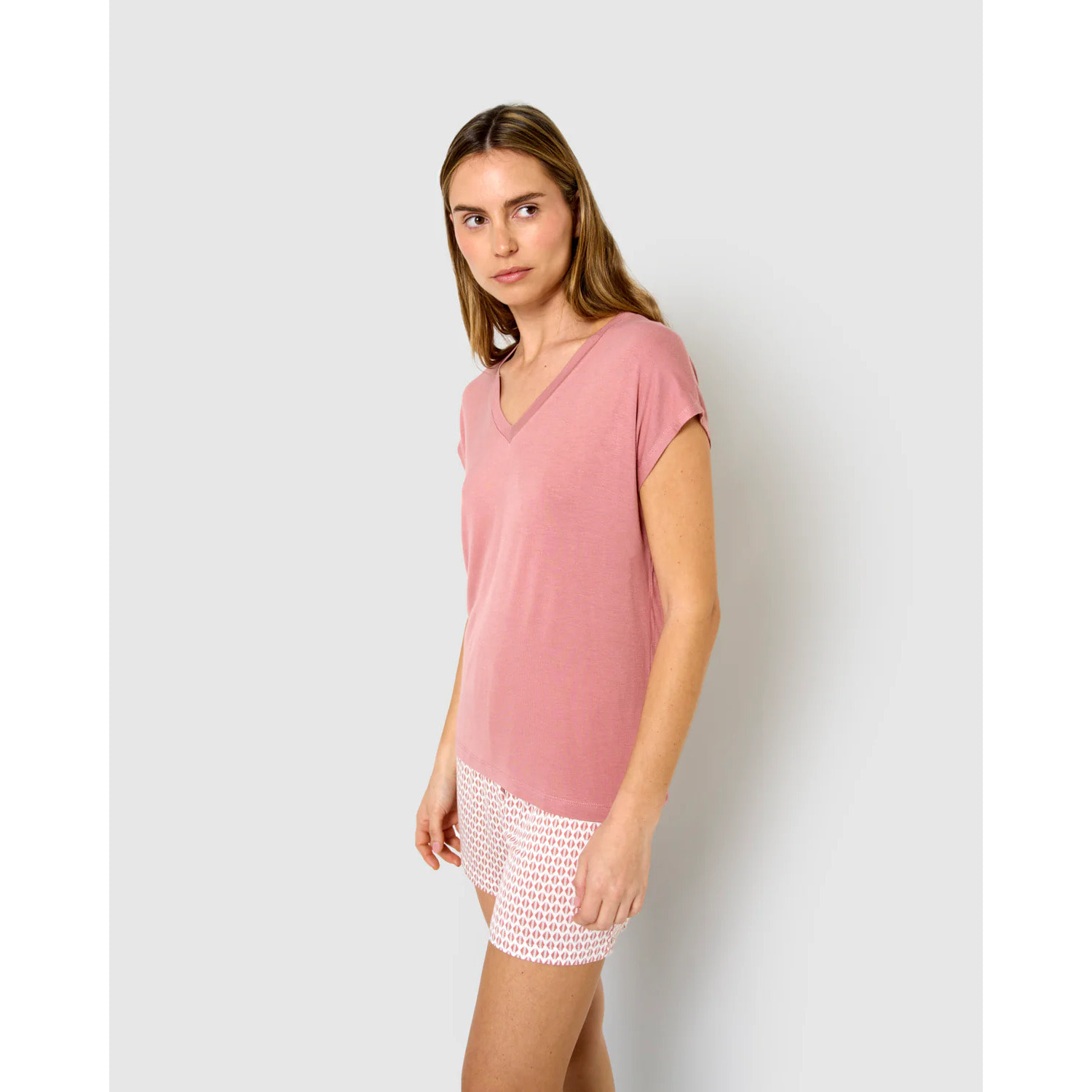 Pigiama corto in viscosa Pink Dune