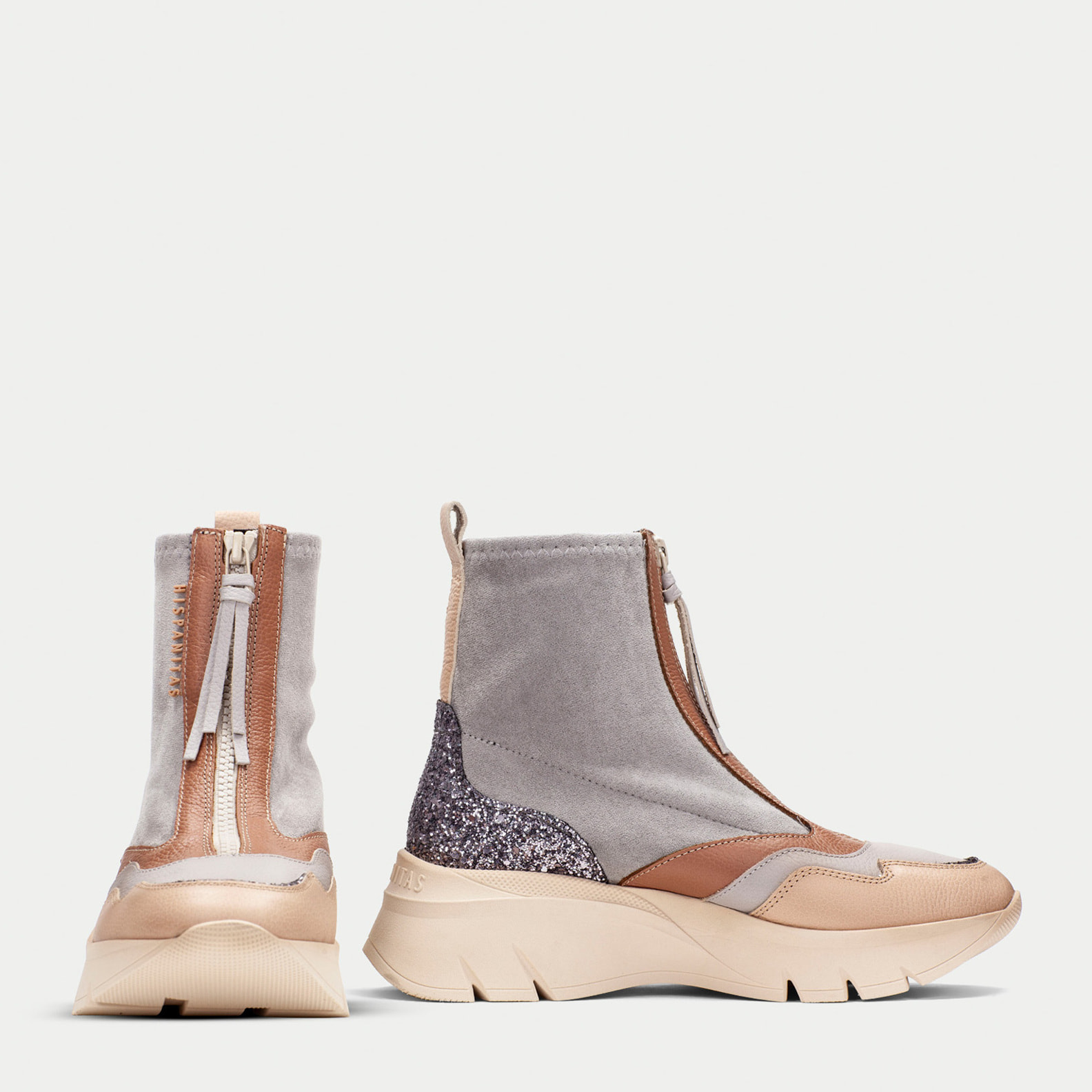 Botin sport Helsinki Gris tierra glitter 5 cm