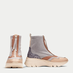 Botin sport Helsinki Gris tierra glitter 5 cm