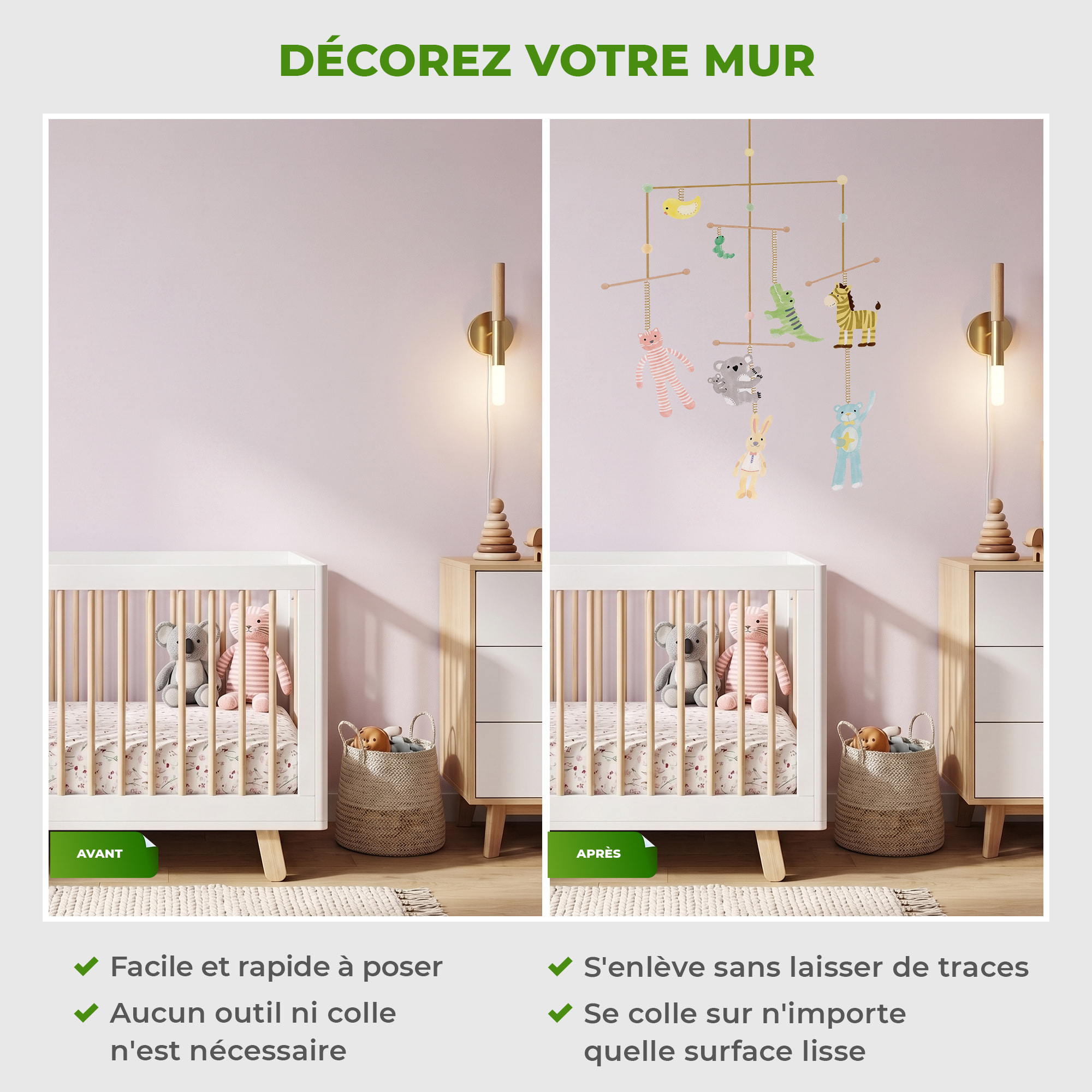 Stickers Muraux décoration adhésifs Portique Enfants Animaux