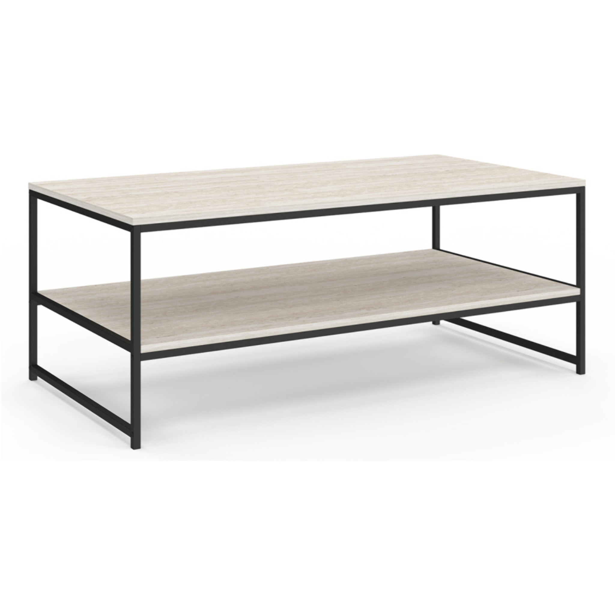 Table basse double plateau effet travertin