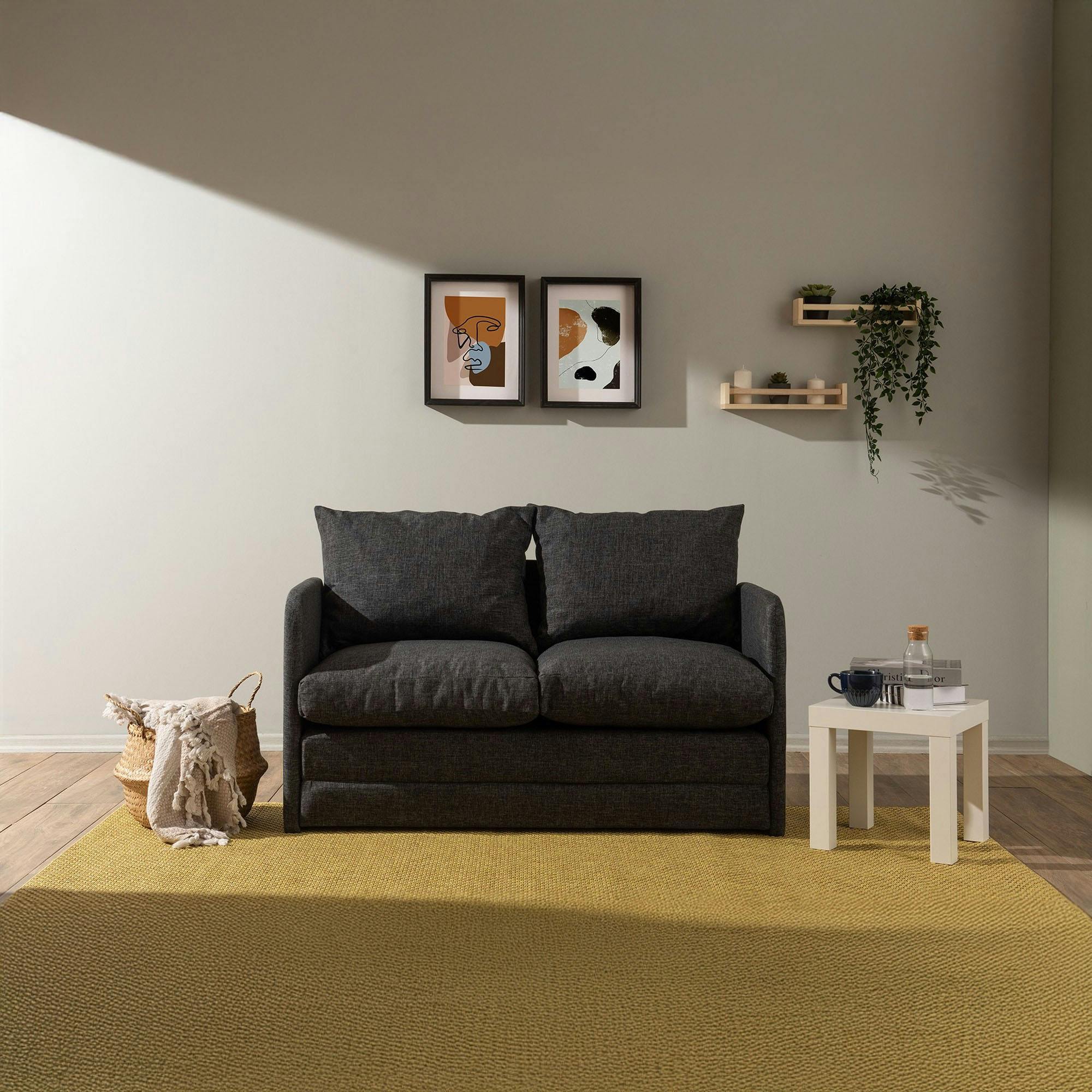 Canapé-lit d'appoint en lin gris foncé, 2 personnes ORURO