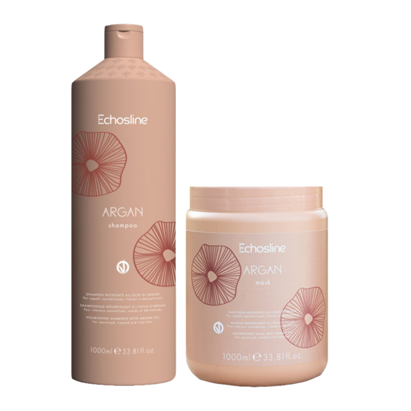 ECHOSLINE Kit Argan Shampoo 1000ml + Mask 1000ml