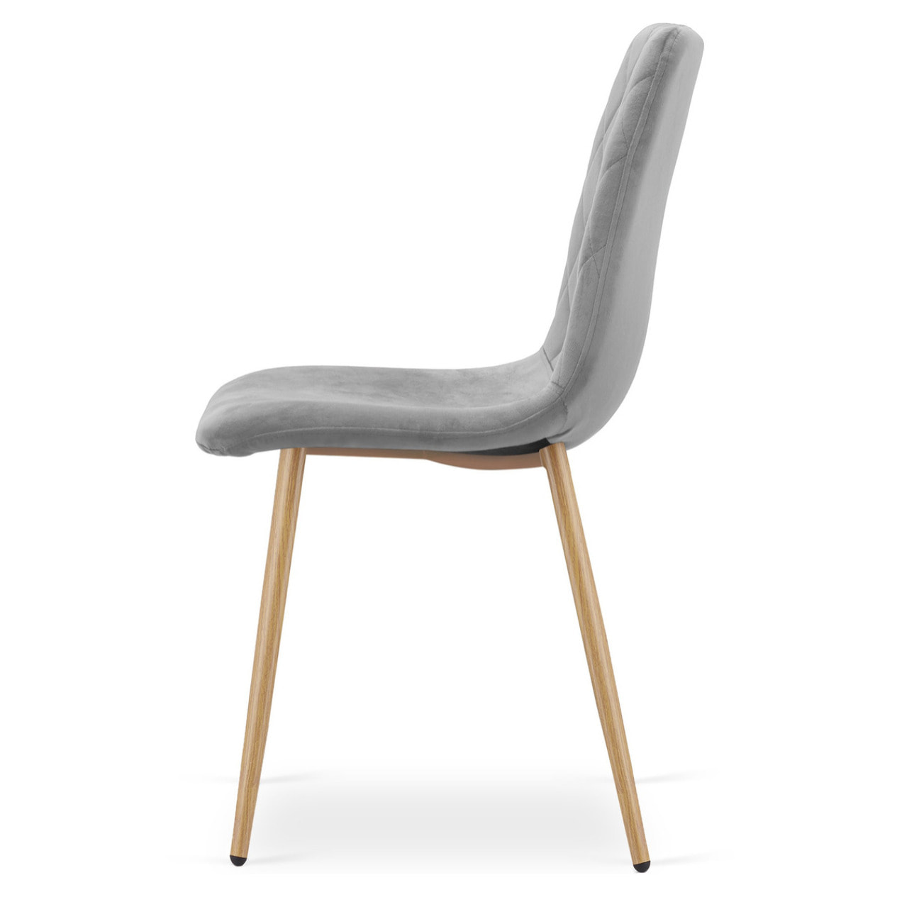 Set di 3 sedie Turin in velluto grigio chiaro e gambe effetto legno
