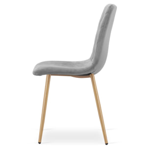 Set di 3 sedie Turin in velluto grigio chiaro e gambe effetto legno
