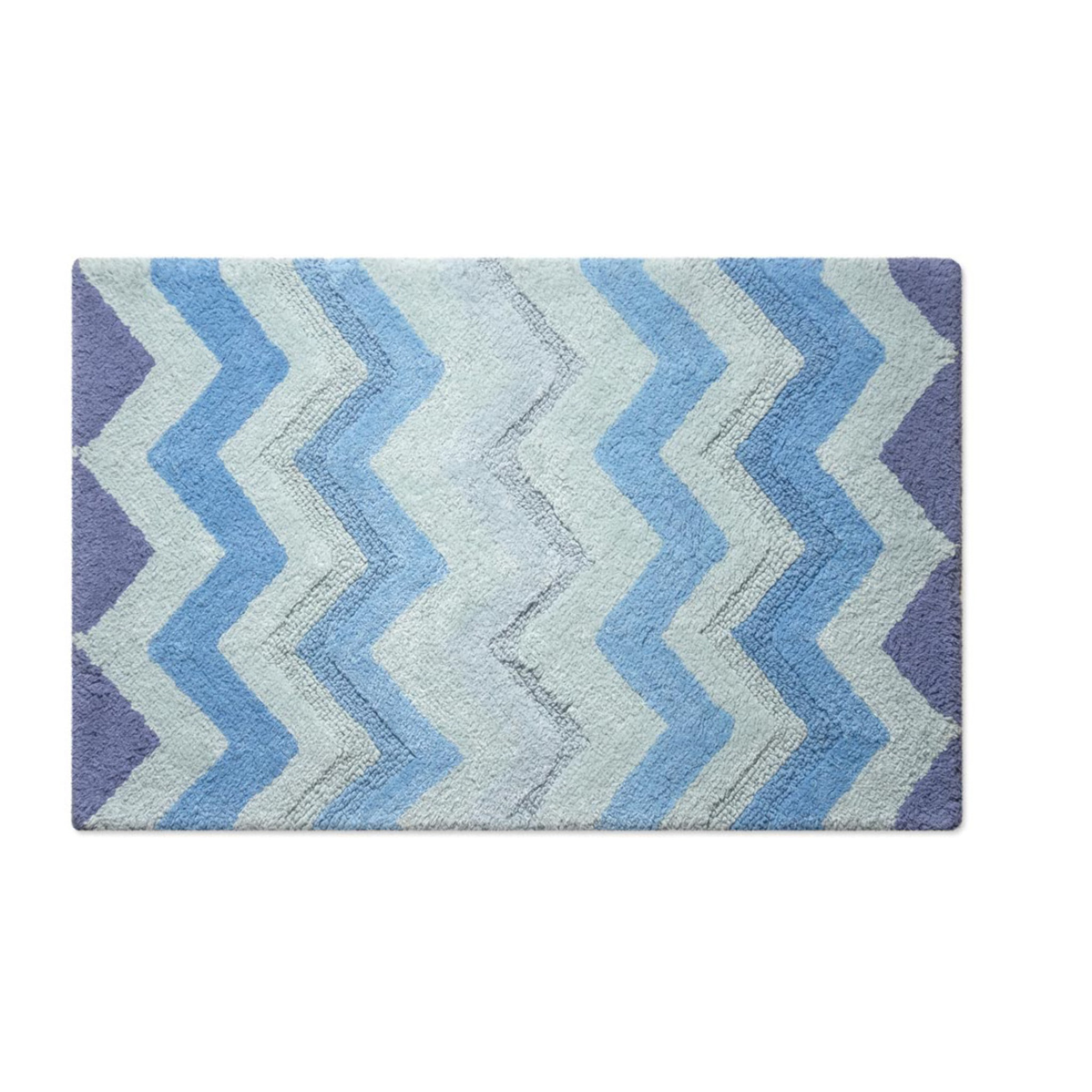Tappeto Bagno Super Assorbente E Antiscivolo Fantasia Zig Zag Modello Corner Oceano