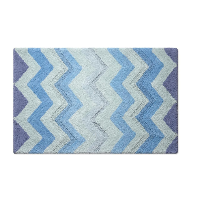 Tappeto Bagno Super Assorbente E Antiscivolo Fantasia Zig Zag Modello Corner Oceano