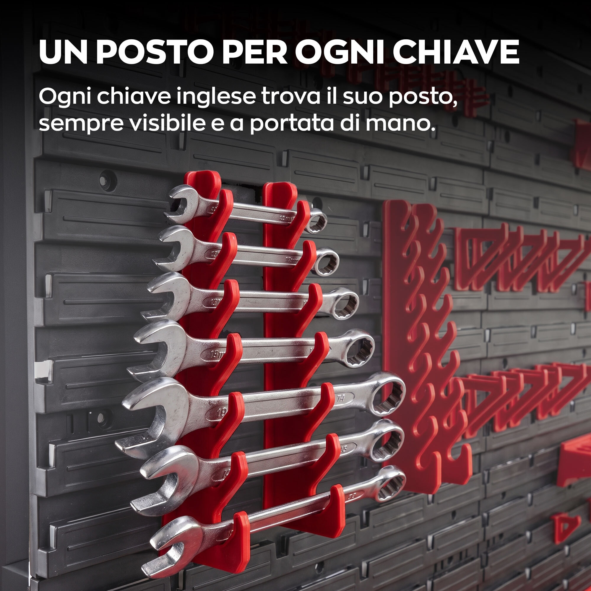 Peg Medium - 4 Pannelli Forati Portautensili da Officina 68 Pezzi Porta attrezzi Portaoggetti da Parete in Metallo Nero