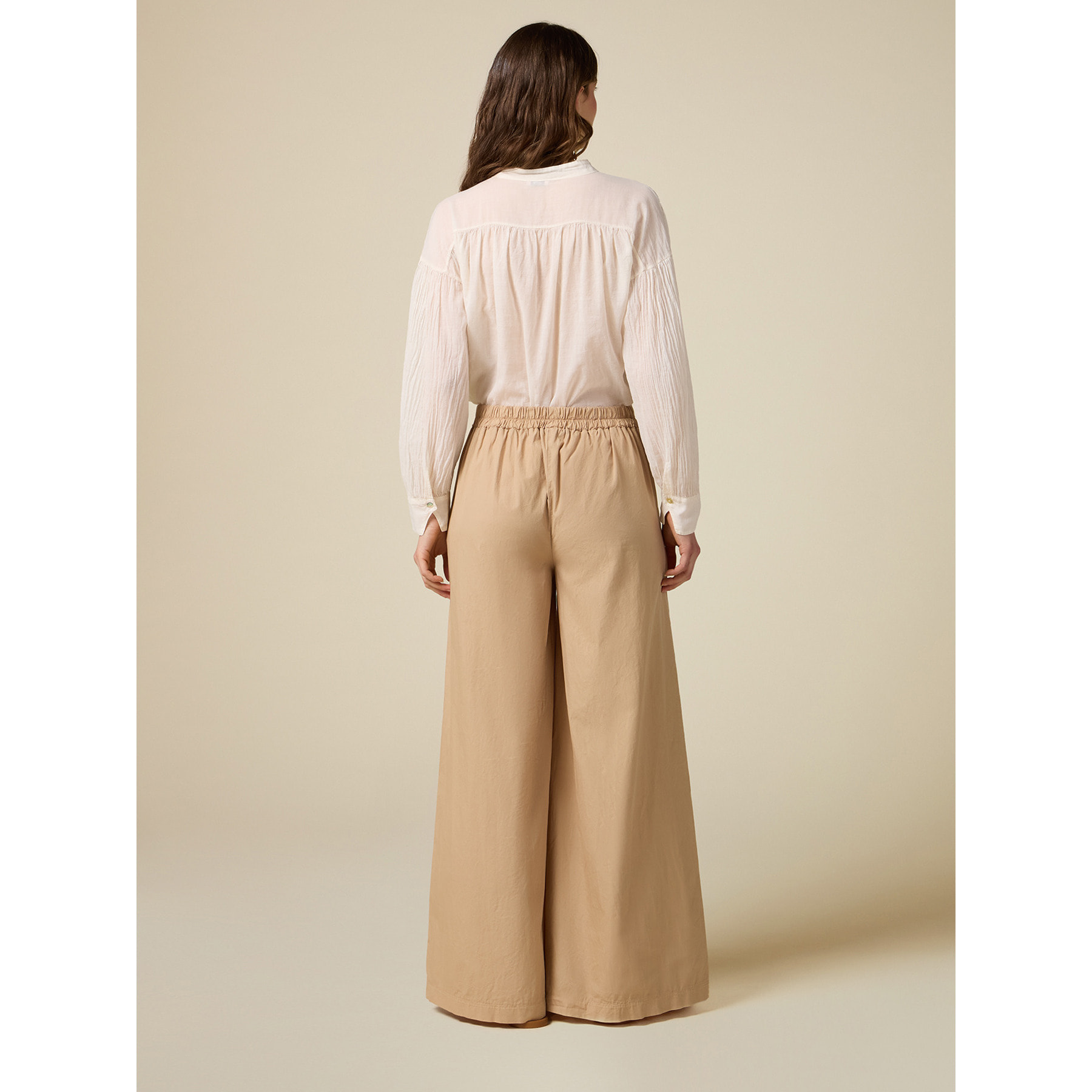 Oltre - Pantaloni palazzo in cotone - Beige