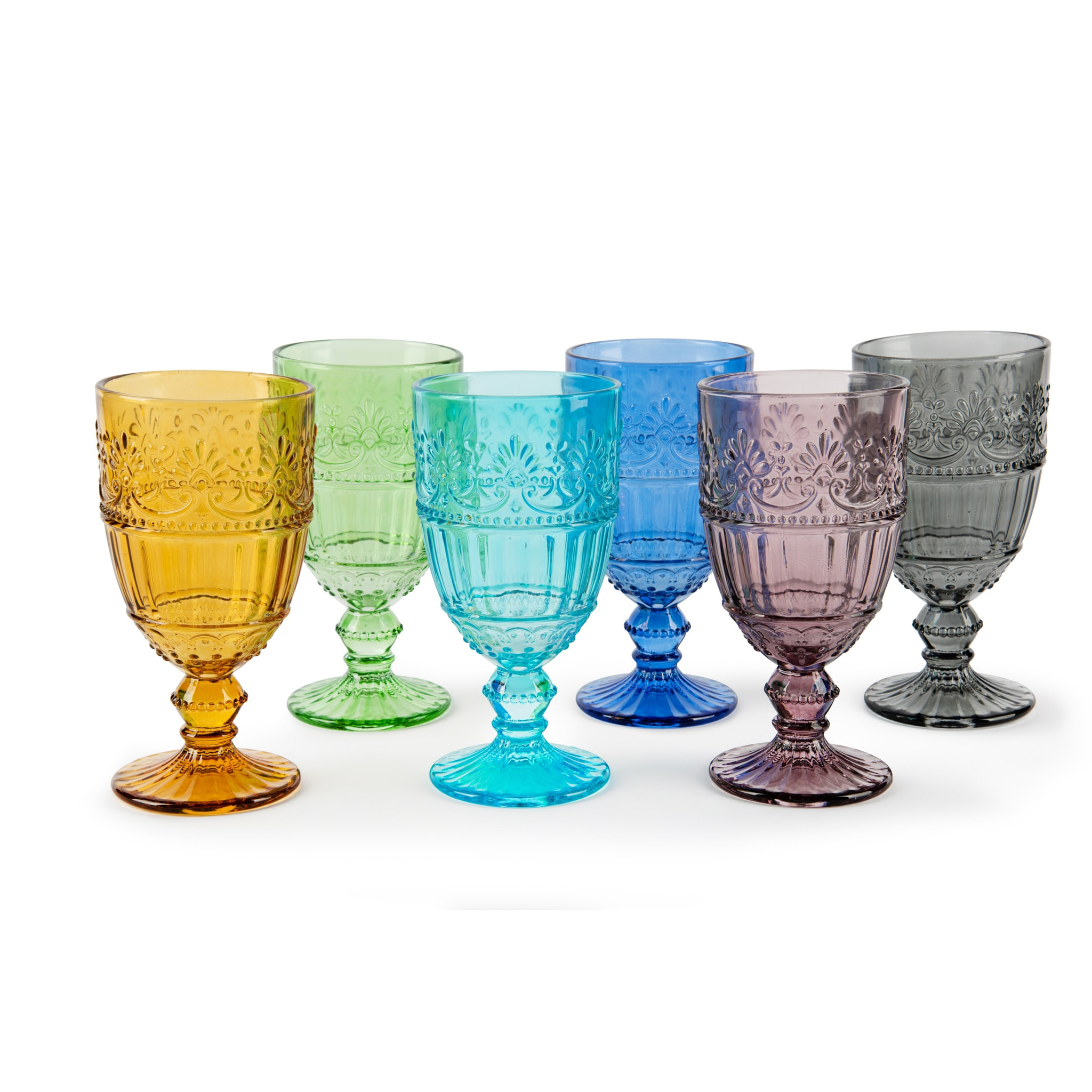 Set de 6 verres à vin Excelsa – Country Flower, Verre Multicolore 35 cl