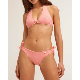 Top de bikini halter con estampado de flores a tono