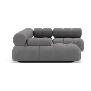 Ruby - canapé panoramique modulable d'angle droit 7 places en velours texturé - Gris