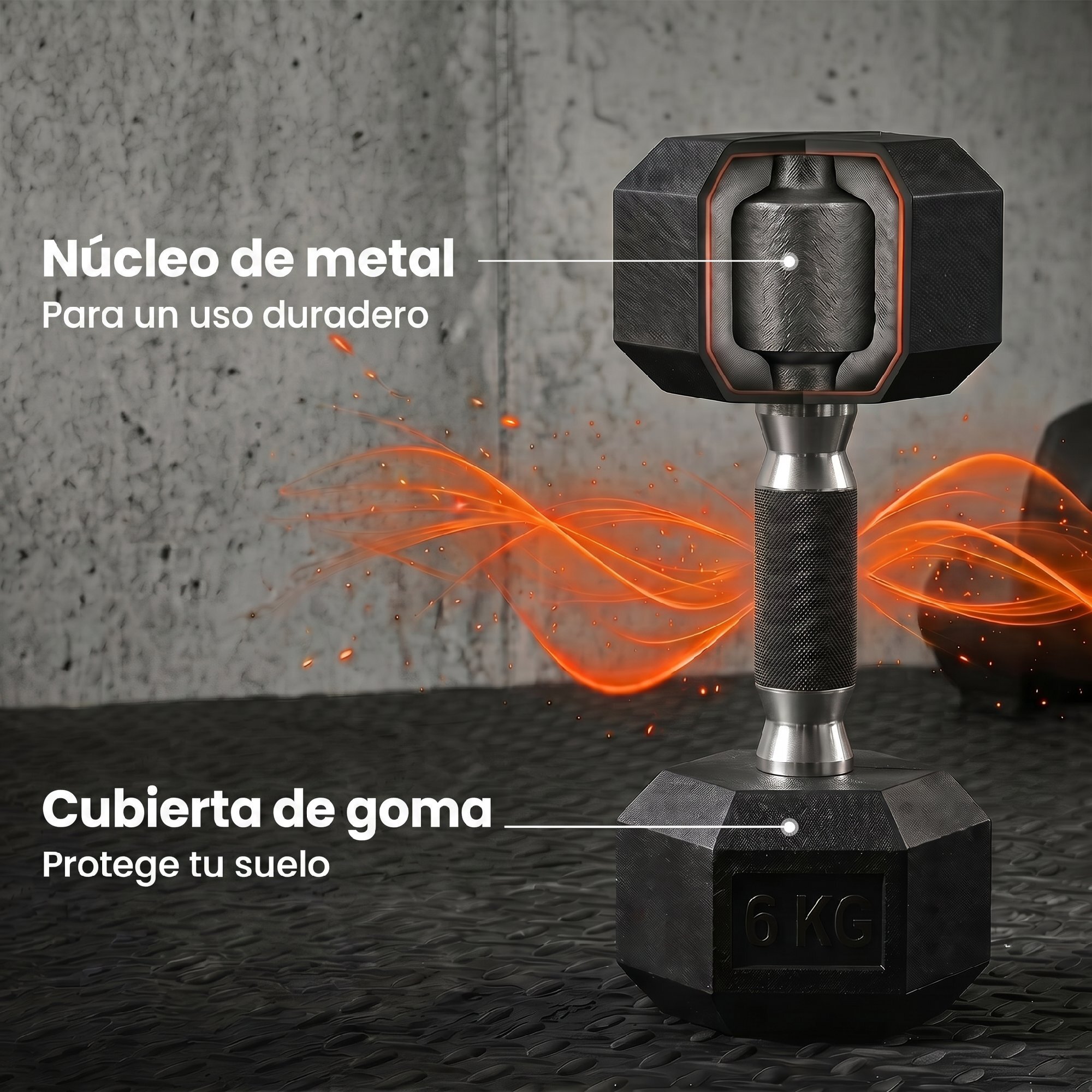Juego de Mancuernas de 6 Piezas 36 kg, Mancuernas Hexagonales 2x4kg, 2x6kg, 2x8kg, con Soporte Almacenamiento, Recubrimiento de Goma y Mango Antideslizante para Entrenamiento en Casa Gimnasio