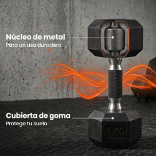 Juego de Mancuernas de 6 Piezas 36 kg, Mancuernas Hexagonales 2x4kg, 2x6kg, 2x8kg, con Soporte Almacenamiento, Recubrimiento de Goma y Mango Antideslizante para Entrenamiento en Casa Gimnasio