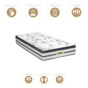 Matelas CONCORDE | 1 Place | Ressorts Ensachés - 26cm