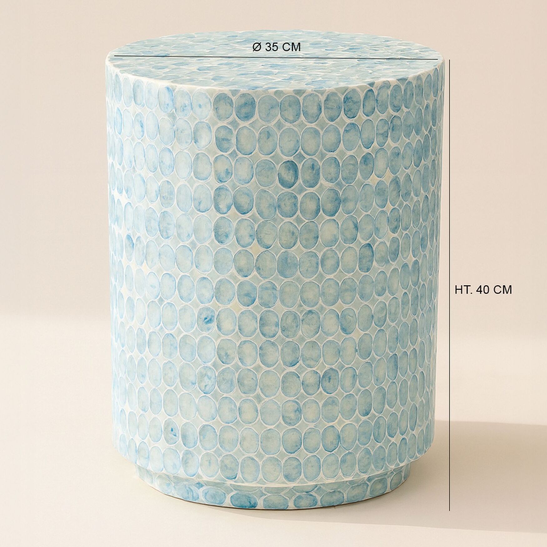 Table d'appoint en coquille de capiz bleu SOLNA