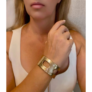 Brazalete pulsera ancha latón Elipse dorado chapado Gloria Mago design