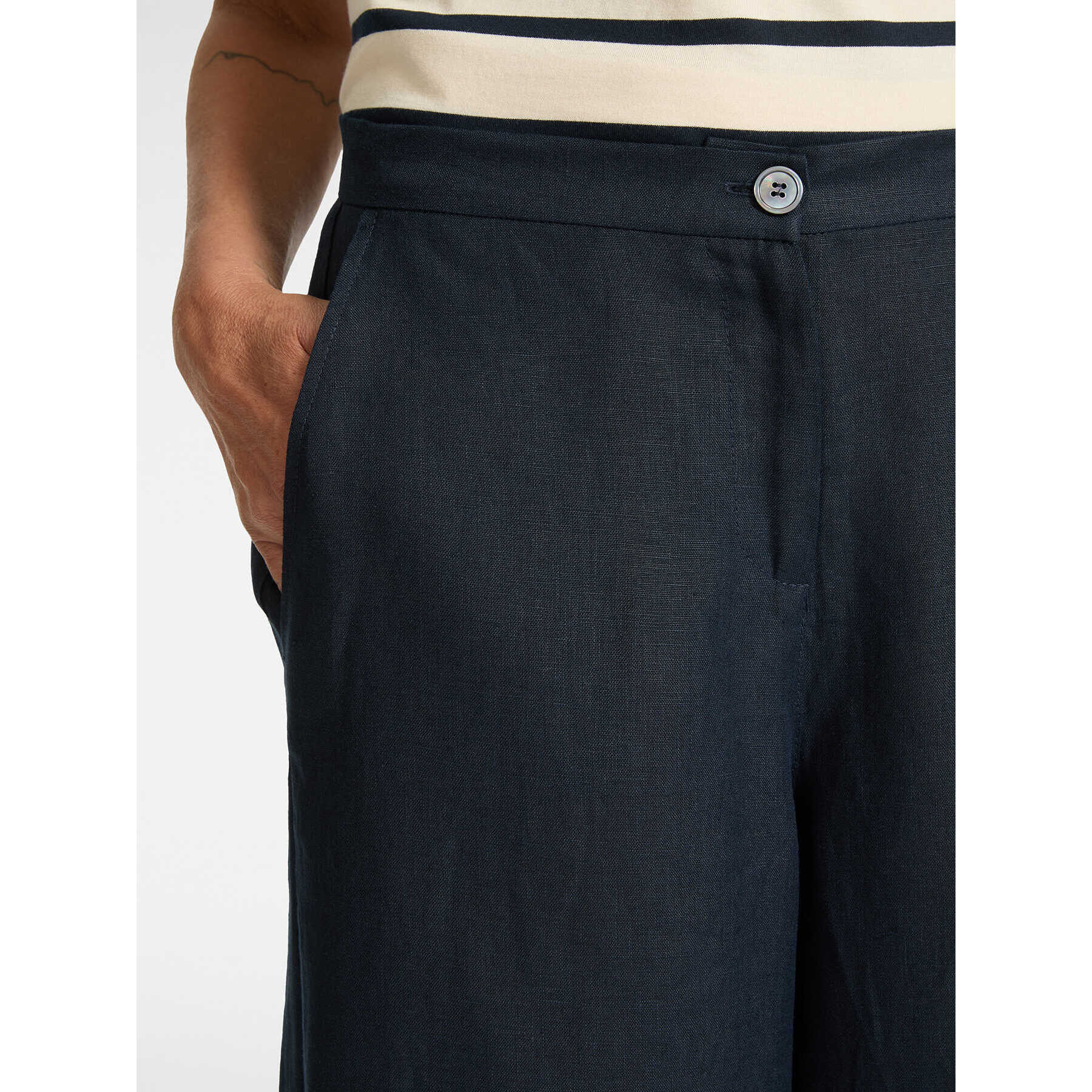 Elena Mirò - Pantalones palazzo de lino - Azul