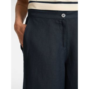 Elena Mirò - Pantalones palazzo de lino - Azul