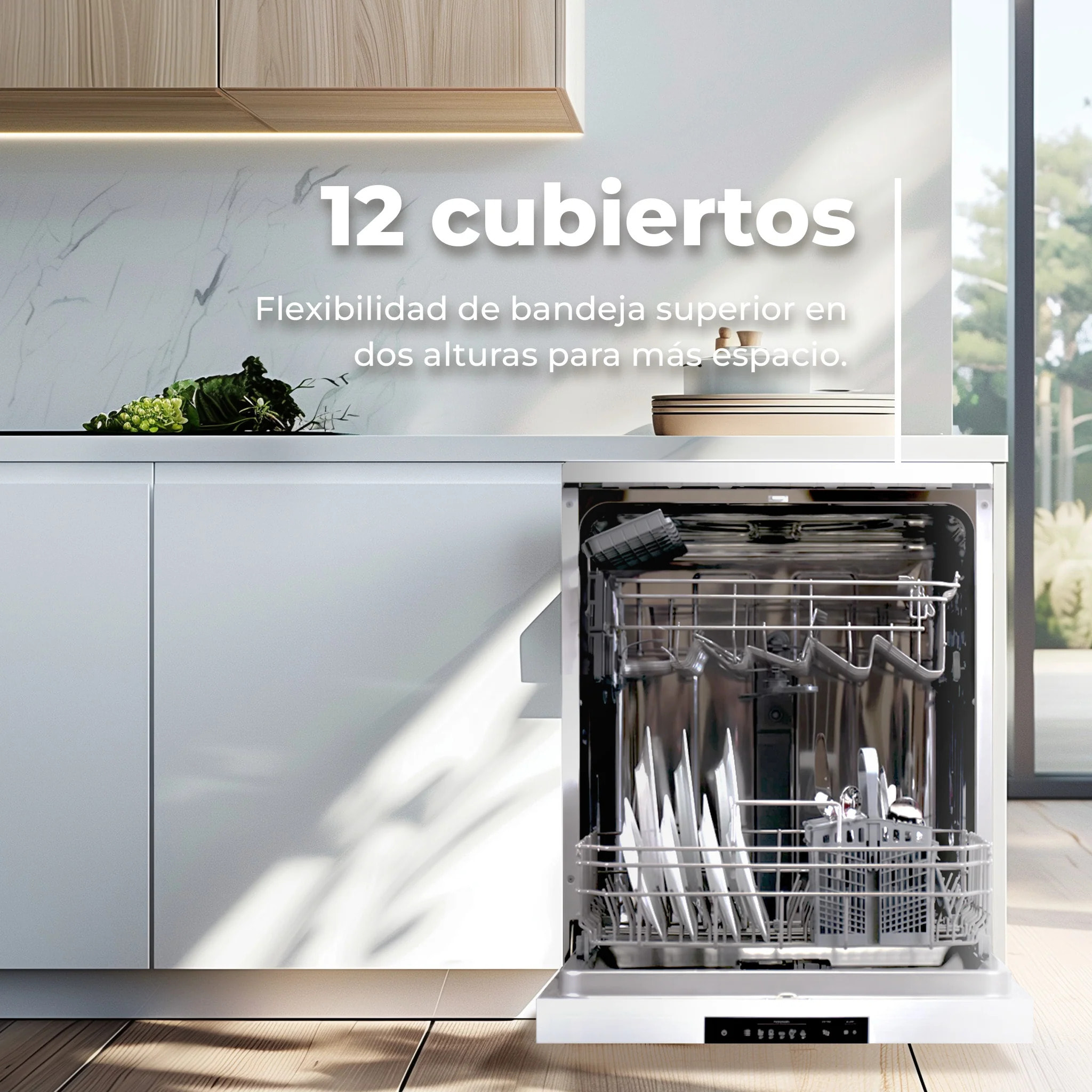 Lavavajillas EVVO D1, 12 Cubiertos, 5 Programas, Inox, Ancho 600 mm