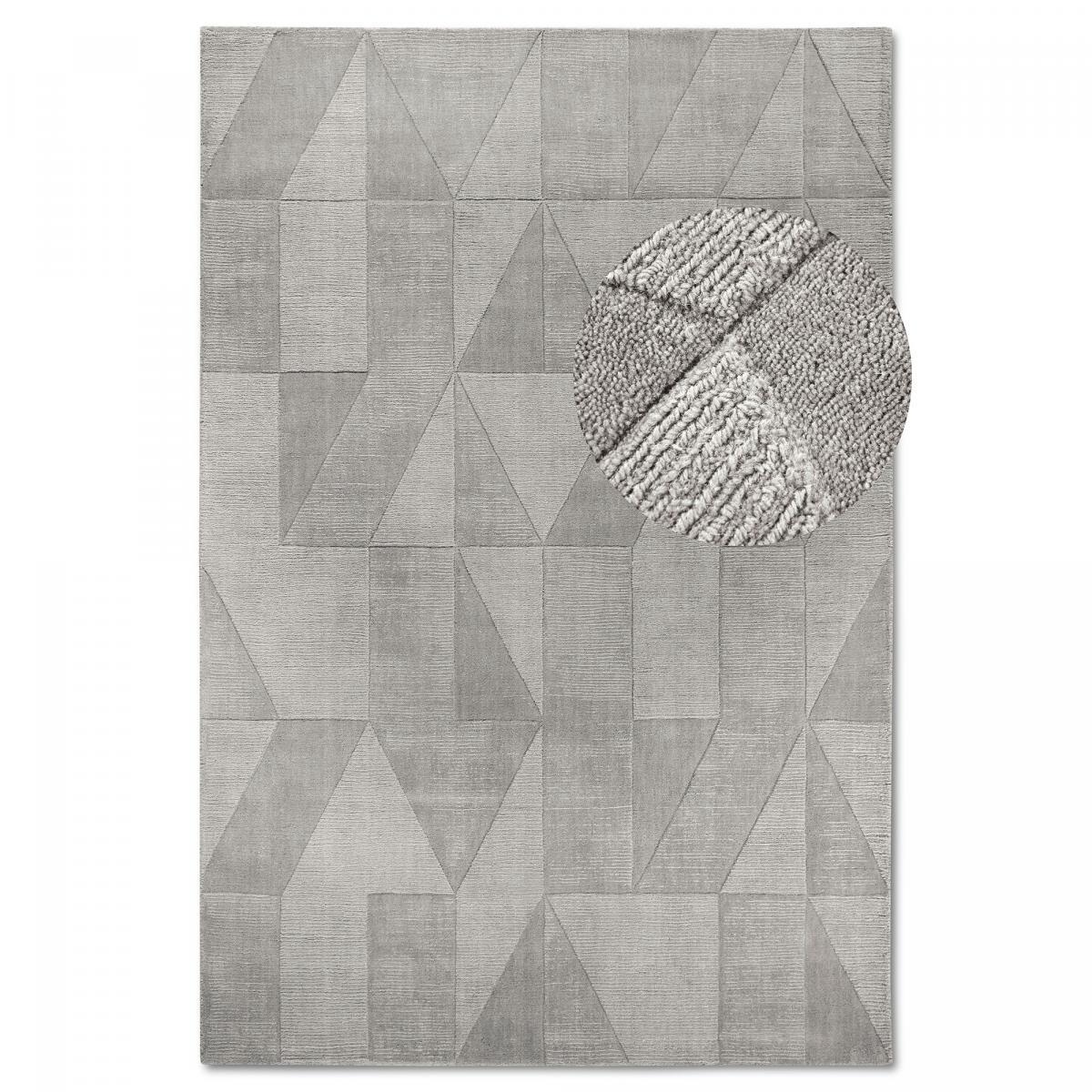 Tapis salon géométrique, relief tissé à la main, design authentique