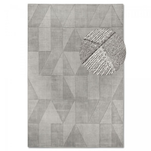 Tapis salon géométrique, relief tissé à la main, design authentique