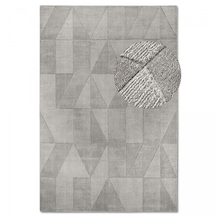 Tapis salon géométrique, relief tissé à la main, design authentique