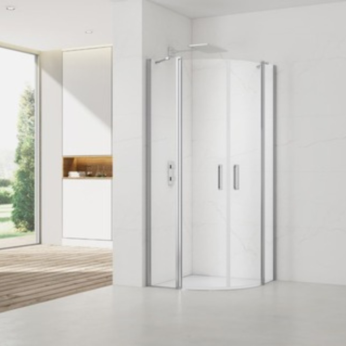 Set Porte de douche 90x196 cm transparente + Profilé pour paroi de douche + Poignée pour porte de douche (SATFUDP90NIKA)