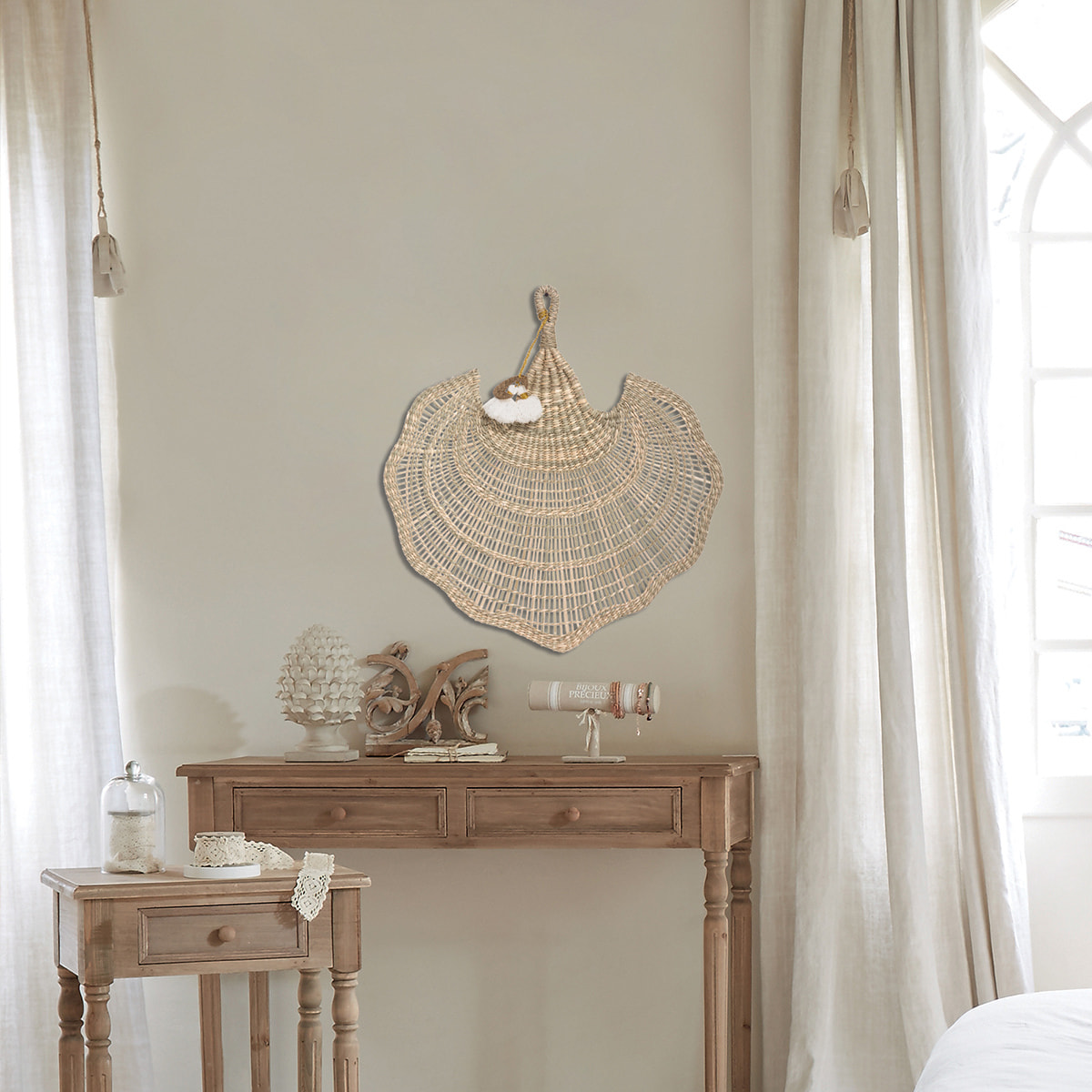 Eventail "Wonder" roseau 58x54cm