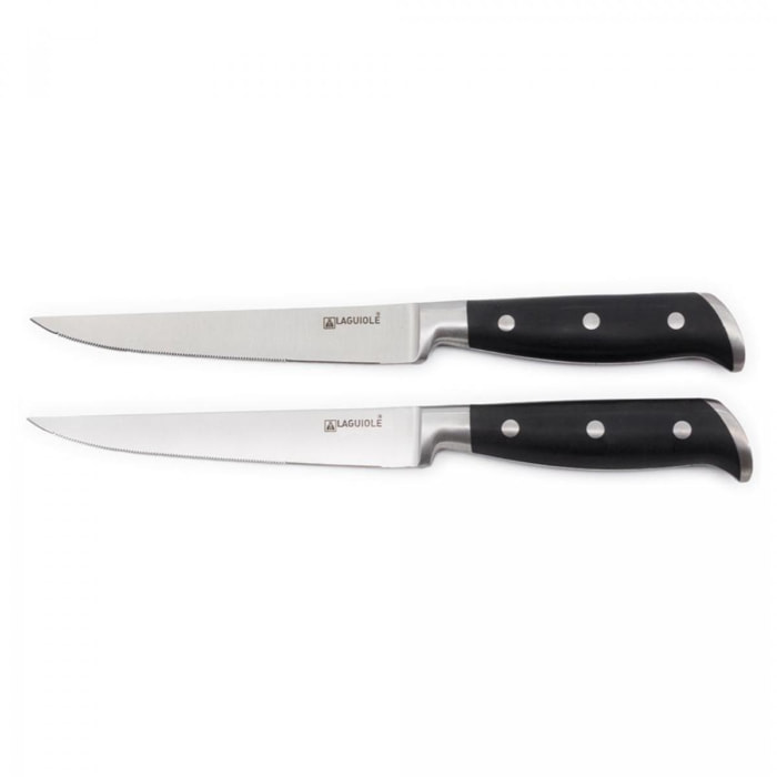 2 Couteaux à Steak Noir 25cm - ''classique''