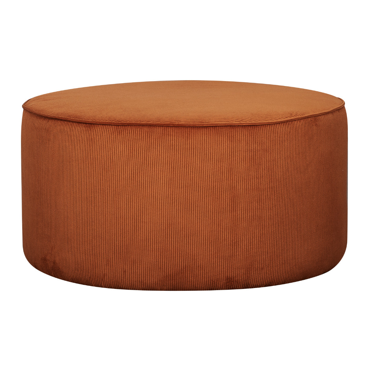 Pouf rond en tissu velours côtelé terre brulée D70 cm LOUIS