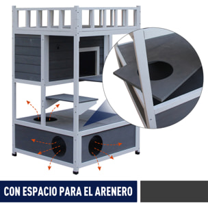 Caseta para Gatos de 4 Pisos de Abeto 78x76x140cm Gris